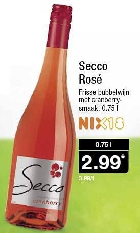 Aanbiedingen Secco rosé frisse bubbelwijn met cranberrysmaak - Schuimwijnen - Geldig van 29/04/2015 tot 05/05/2015 bij Aldi