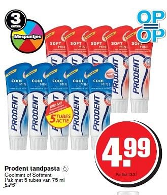 Aanbiedingen Prodent tandpasta  coolmint of softmint - Prodent - Geldig van 29/04/2015 tot 05/05/2015 bij Hoogvliet
