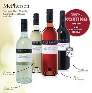 Aanbiedingen Mcpherson sauvignon blanc, verdelho, cabernet rosé of shiraz australië - Rode wijnen - Geldig van 26/04/2015 tot 09/05/2015 bij Mitra