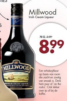 Aanbiedingen Millwood irish cream liqueur - Millwood - Geldig van 26/04/2015 tot 09/05/2015 bij Mitra