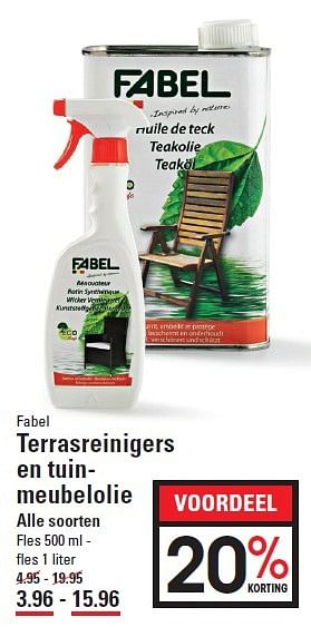 Aanbiedingen Terrasreinigers en tuinmeubelolie - Fabel - Geldig van 30/04/2015 tot 18/05/2015 bij Sligro
