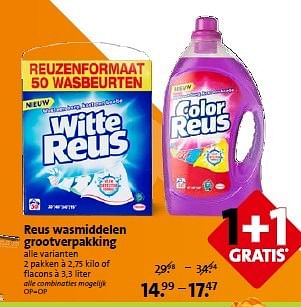 Aanbiedingen Reus wasmiddelen grootverpakking - Witte reus - Geldig van 29/04/2015 tot 05/05/2015 bij C1000