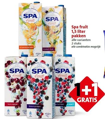 Aanbiedingen Spa fruit 1,5 liter pakken - Spa - Geldig van 04/05/2015 tot 05/05/2015 bij C1000