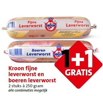 Aanbiedingen Kroon fijne leverworst en boeren leverworst - Kroon - Geldig van 04/05/2015 tot 05/05/2015 bij C1000