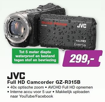 Aanbiedingen Jvc full hd camcorder gz-r315b - JVC - Geldig van 27/04/2015 tot 10/05/2015 bij ElectronicPartner