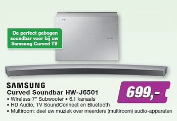 Aanbiedingen Samsung curved soundbar hw-j6501 - Samsung - Geldig van 27/04/2015 tot 10/05/2015 bij ElectronicPartner
