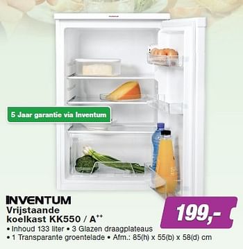 Aanbiedingen Inventum vrijstaande koelkast kk550 - a ++ - Inventum - Geldig van 27/04/2015 tot 10/05/2015 bij ElectronicPartner