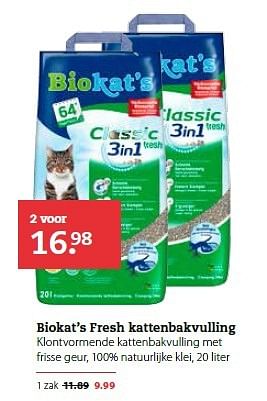 Aanbiedingen Biokat`s fresh kattenbakvulling - Bio kat`s - Geldig van 27/04/2015 tot 10/05/2015 bij Pets Place