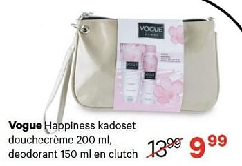 Aanbiedingen Vogue happiness kadoset douchecrème - Vogue - Geldig van 27/04/2015 tot 10/05/2015 bij Etos