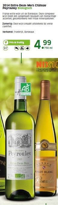 Aanbiedingen 2014 entre-deux-mers château peyrouley biologisch - Witte wijnen - Geldig van 04/05/2015 tot 10/05/2015 bij Lidl