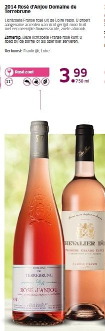 Aanbiedingen 2014 rosé d`anjou domaine de terrebrune - Rosé wijnen - Geldig van 04/05/2015 tot 10/05/2015 bij Lidl