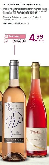 Aanbiedingen 2014 coteaux d`aix en provence - Rosé wijnen - Geldig van 04/05/2015 tot 10/05/2015 bij Lidl