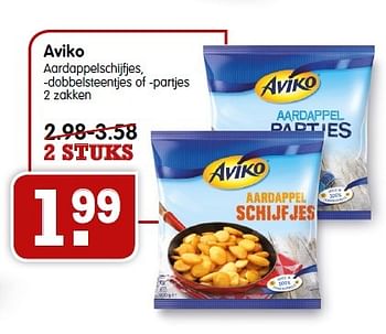 Aanbiedingen Aviko aardappelschijfjes, -dobbelsteentjes of -partjes 2 zakken - Aviko - Geldig van 03/05/2015 tot 09/05/2015 bij Em-té