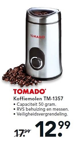 Aanbiedingen Tomado koffiemolen tm-1357 - Tomado - Geldig van 27/04/2015 tot 10/05/2015 bij Blokker