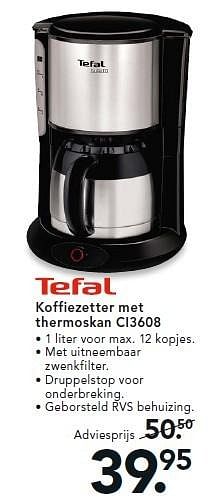 Aanbiedingen Tefal koffiezetter met thermoskan ci3608 - Tefal - Geldig van 27/04/2015 tot 10/05/2015 bij Blokker