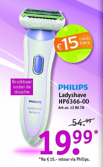 Aanbiedingen Philips ladyshave hp6366-00 - Philips - Geldig van 27/04/2015 tot 10/05/2015 bij Kijkshop