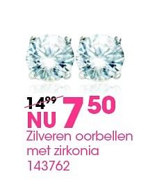 Aanbiedingen Zilveren oorbellen met zirkonia 143762 - Huismerk - Kijkshop - Geldig van 27/04/2015 tot 10/05/2015 bij Kijkshop