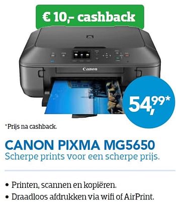 Aanbiedingen Canon pixma mg5650 - Canon - Geldig van 01/05/2015 tot 31/05/2015 bij Coolblue