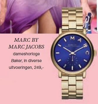 Aanbiedingen Marc by marc jacobs dameshorloge baker - Marc Jacobs - Geldig van 13/03/2015 tot 10/05/2015 bij De Bijenkorf