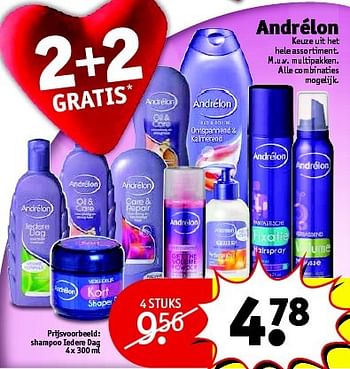 Aanbiedingen Shampoo iedere dag - Andrelon - Geldig van 05/05/2015 tot 10/05/2015 bij Kruidvat