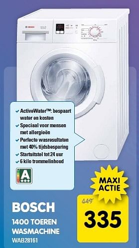 Aanbiedingen Bosch 1400 toeren wasmachine wab28161 - Bosch - Geldig van 25/04/2015 tot 12/05/2015 bij Maxwell