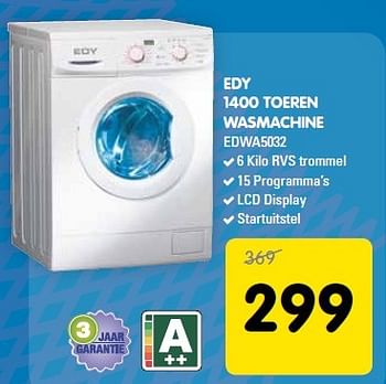 Aanbiedingen Edy 1400 toeren wasmachine edwa5032 - Edy - Geldig van 25/04/2015 tot 12/05/2015 bij Maxwell