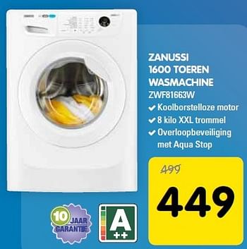 Aanbiedingen Zanussi 1600 toeren wasmachine zwf81663w - Zanussi - Geldig van 25/04/2015 tot 12/05/2015 bij Maxwell