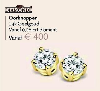 Aanbiedingen Oorknoppen 14k geelgoud vanaf 0,06 crt diamant - Diamonde - Geldig van 25/04/2015 tot 24/05/2015 bij Siebel Juweliers