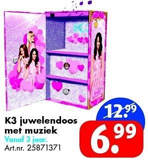 Aanbiedingen K3 juwelendoos met muziek - K3 - Geldig van 02/05/2015 tot 17/05/2015 bij Bart Smit