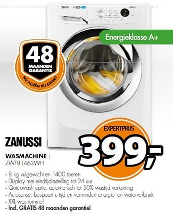 Aanbiedingen Zanussi wasmachine zwf81463wh - Zanussi - Geldig van 04/05/2015 tot 10/05/2015 bij Expert