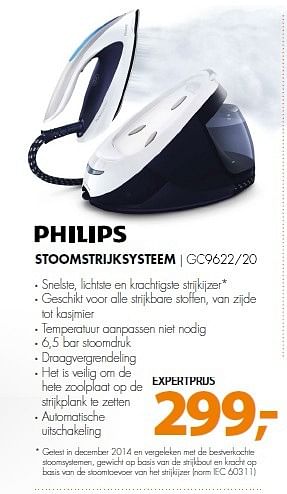 Aanbiedingen Philips stoomstrijksysteem gc9622-20 - Philips - Geldig van 04/05/2015 tot 10/05/2015 bij Expert