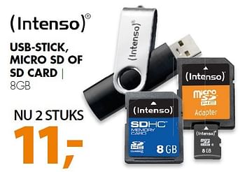 Aanbiedingen Intenso usb-stick, micro sd of sd card 8gb - Intenso - Geldig van 04/05/2015 tot 10/05/2015 bij Expert