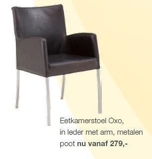 Aanbiedingen Eetkamerstoel oxo, in leder met arm, metalen - Huismerk - Goossens - Geldig van 25/04/2015 tot 17/05/2015 bij Goossens Wonen & Slapen