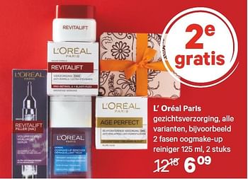 Aanbiedingen L` oréal paris gezichtsverzorging, alle varianten, bijvoorbeeld 2 fasen oogmake-up reiniger - L'Oreal Paris - Geldig van 04/05/2015 tot 17/05/2015 bij Etos