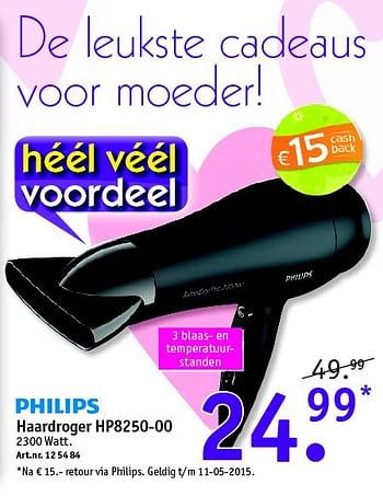 Aanbiedingen Philips haardroger hp8250-00 - Philips - Geldig van 04/05/2015 tot 17/05/2015 bij Kijkshop