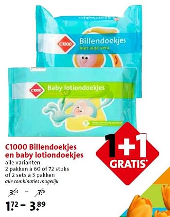 Aanbiedingen C1000 billendoekjes en baby lotiondoekjes - Huismerk - C1000 Supermarkten - Geldig van 06/05/2015 tot 12/05/2015 bij C1000