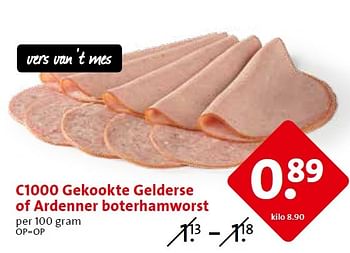 Aanbiedingen C1000 gekookte gelderse of ardenner boterhamworst - Huismerk - C1000 Supermarkten - Geldig van 06/05/2015 tot 12/05/2015 bij C1000