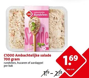 Aanbiedingen C1000 ambachtelijke salade rundvlees, huzaren of aardappel - Huismerk - C1000 Supermarkten - Geldig van 06/05/2015 tot 12/05/2015 bij C1000