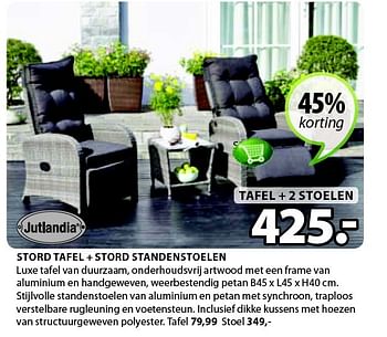 Aanbiedingen Stord tafel + stord standenstoelen - Jutlandia - Geldig van 04/05/2015 tot 17/05/2015 bij Jysk
