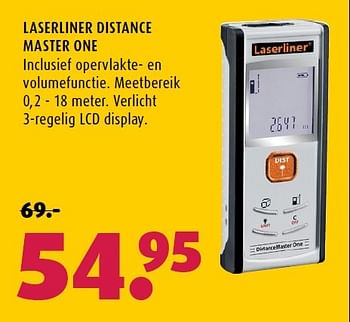 Aanbiedingen Laserliner distance master one - LaserLiner - Geldig van 04/05/2015 tot 24/05/2015 bij Hubo