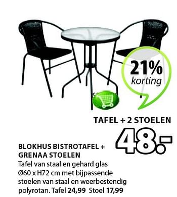 Aanbiedingen Blokhus bistrotafel + grenaa stoelen - Huismerk - Jysk - Geldig van 04/05/2015 tot 17/05/2015 bij Jysk