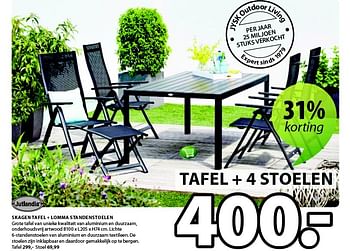 Aanbiedingen Skagen tafel + lomma standenstoelen - Jutlandia - Geldig van 04/05/2015 tot 17/05/2015 bij Jysk