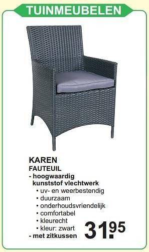 Aanbiedingen Karen fauteuil - Huismerk - Van Cranenbroek - Geldig van 11/05/2015 tot 31/05/2015 bij Van Cranenbroek