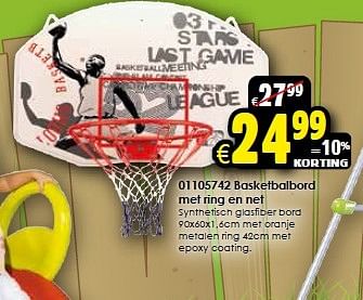 Aanbiedingen Basketbalbord met ring en net - Huismerk - Toychamp - Geldig van 16/05/2015 tot 31/05/2015 bij ToyChamp