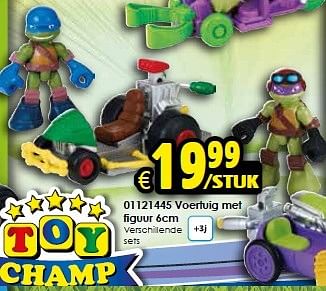 Aanbiedingen Half shell heroes voertuig met figuur 6cm - Ninja Turtles - Geldig van 16/05/2015 tot 31/05/2015 bij ToyChamp