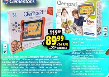 Aanbiedingen  clempad plus dual core - Clementoni - Geldig van 16/05/2015 tot 31/05/2015 bij ToyChamp