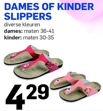 Aanbiedingen Dames of kinder slippers - Kinder - Geldig van 06/05/2015 tot 12/05/2015 bij Action