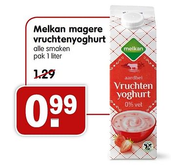 Aanbiedingen Melkan magere vruchtenyoghurt - Melkan - Geldig van 10/05/2015 tot 16/05/2015 bij Em-té