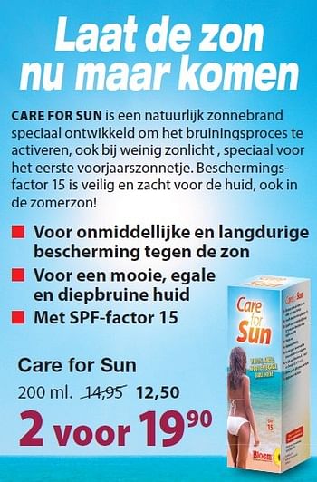Aanbiedingen Care for sun - Careforsun - Geldig van 30/04/2015 tot 29/06/2015 bij De Rode Pilaren
