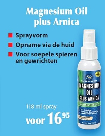 Aanbiedingen Magnesium oil plus arnica - Huismerk - De Rode Pilaren - Geldig van 30/04/2015 tot 29/06/2015 bij De Rode Pilaren